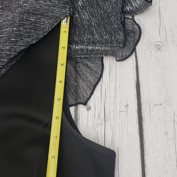 En Focus Studio Sheath Black Silver W/Top Layer Cocktail Dress, Sz 14 - Picture 7 of 9